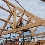 Timber Frame Lodge 3 - Timber Trusses Up in Place